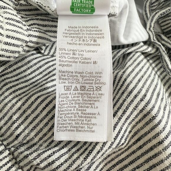 J.CREW Linen-Blend Slim Wide-Leg Drawstring Pant 6 Striped White Pull-On NWT B25 - Picture 6 of 6